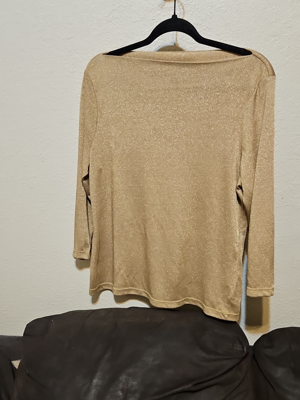 Lauren Ralph Lauren Metallic Gold Boatneck Long Sleeve Top
